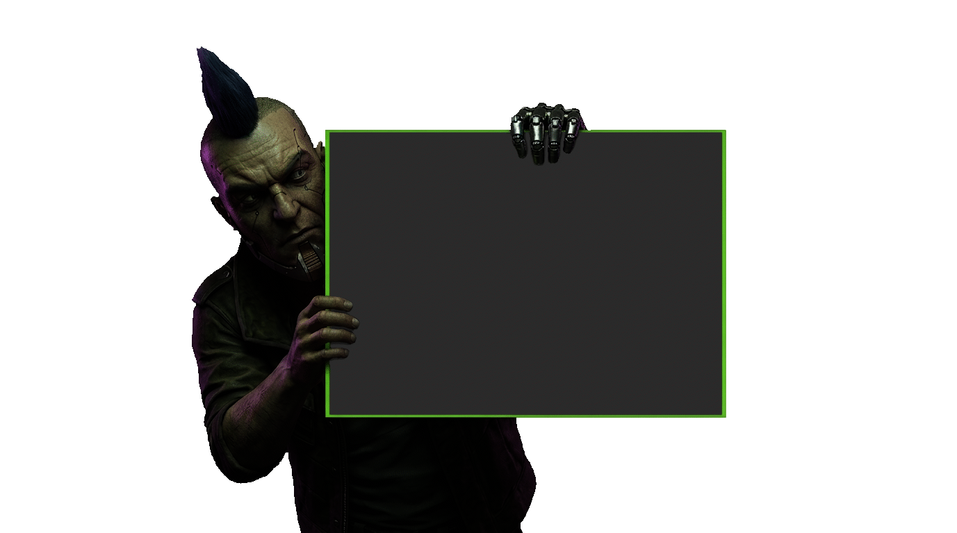 Punk character holding sign